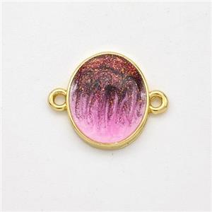 Copper Oval Connector Painted 18K Gold Plated, approx 10-13mm [FD16508]