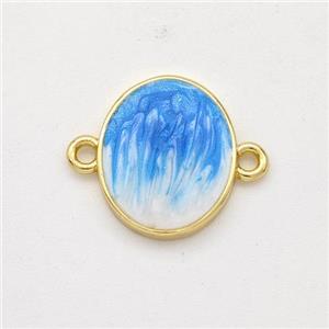 Copper Oval Connector Blue Painted 18K Gold Plated, approx 10-13mm [FD16509]