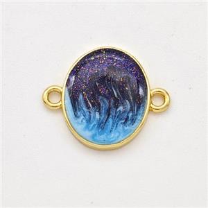 Copper Oval Connector Painted 18K Gold Plated, approx 10-13mm [FD16510]