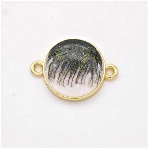 Copper Circle Connector Black Painted 18K Gold Plated, approx 12mm [FD16513]