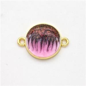 Copper Circle Connector Painted 18K Gold Plated, approx 12mm [FD16515]