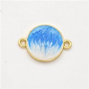 Copper Circle Connector Blue Painted 18K Gold Plated, approx 12mm [FD16516]