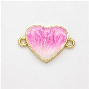 Copper Heart Connector Pink Painted 18K Gold Plated, approx 13mm [FD16520]