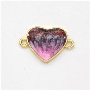 Copper Heart Connector Painted 18K Gold Plated, approx 13mm [FD16521]