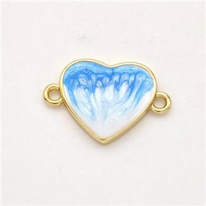 Copper Heart Connector Blue Painted 18K Gold Plated, approx 13mm [FD16523]