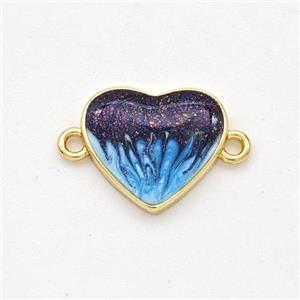 Copper Heart Connector Painted 18K Gold Plated, approx 13mm [FD16524]