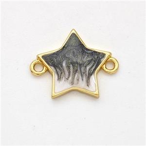 Copper Star Connector Black Painted 18K Gold Plated, approx 13.5mm [FD16527]