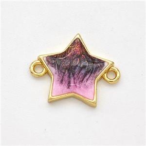 Copper Star Connector Painted 18K Gold Plated, approx 13.5mm [FD16529]