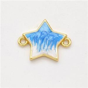 Copper Star Connector Blue Painted 18K Gold Plated, approx 13.5mm [FD16530]