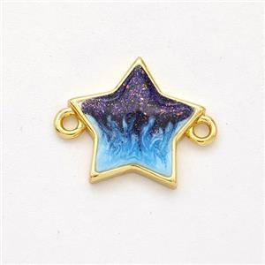 Copper Star Connector Painted 18K Gold Plated, approx 13.5mm [FD16531]