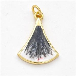 Copper Leaf Pendant Black Painted 18K Gold Plated, approx 15.5-18mm [FD16534]