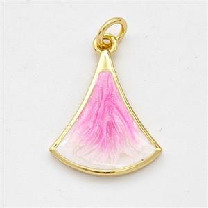 Copper Leaf Pendant Pink Painted 18K Gold Plated, approx 15.5-18mm [FD16535]