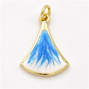 Copper Leaf Pendant Blue Painted 18K Gold Plated, approx 15.5-18mm [FD16537]