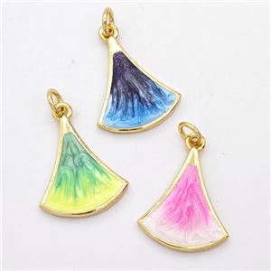 Copper Leaf Pendant Painted 18K Gold Plated Mixed, approx 15.5-18mm [FD16540]