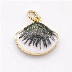 Copper Scallop Pendant Black Painted 18K Gold Plated, approx 12-15.5mm [FD16541]
