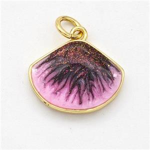 Copper Scallop Pendant Painted 18K Gold Plated, approx 12-15.5mm [FD16543]