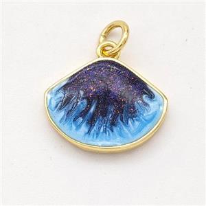 Copper Scallop Pendant Painted 18K Gold Plated, approx 12-15.5mm [FD16545]