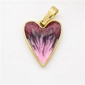 Copper Heart Pendant Painted 18K Gold Plated, approx 12-15mm [FD16549]
