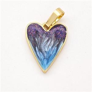 Copper Heart Pendant Painted 18K Gold Plated, approx 12-15mm [FD16551]