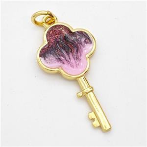 Copper Key Pendant Painted 18K Gold Plated, approx 13-25mm [FD16556]