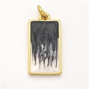 Copper Rectangle Pendant Black Painted 18K Gold Plated, approx 10-17mm [FD16561]