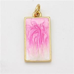 Copper Rectangle Pendant Pink Painted 18K Gold Plated, approx 10-17mm [FD16562]
