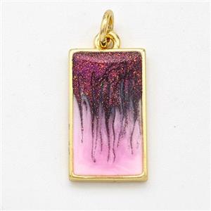 Copper Rectangle Pendant Painted 18K Gold Plated, approx 10-17mm [FD16563]