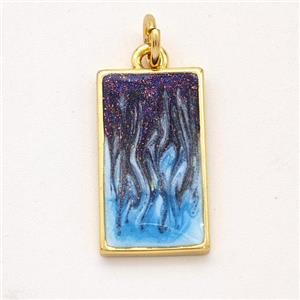 Copper Rectangle Pendant Painted 18K Gold Plated, approx 10-17mm [FD16565]