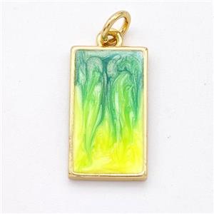 Copper Rectangle Pendant Yellowgreen Painted 18K Gold Plated, approx 10-17mm [FD16566]