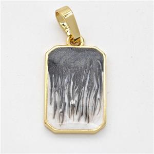 Copper Rectangle Pendant Black Painted 18K Gold Plated, approx 11.5-17mm [FD16568]