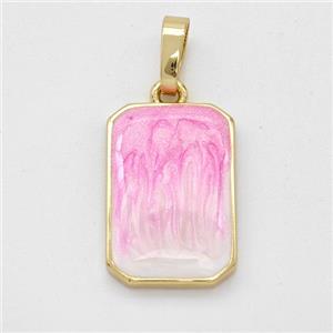 Copper Rectangle Pendant Pink Painted 18K Gold Plated, approx 11.5-17mm [FD16569]