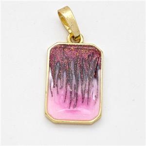 Copper Rectangle Pendant Painted 18K Gold Plated, approx 11.5-17mm [FD16570]