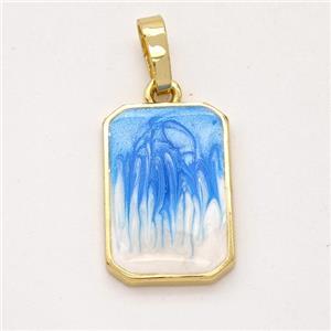 Copper Rectangle Pendant Blue Painted 18K Gold Plated, approx 11.5-17mm [FD16571]
