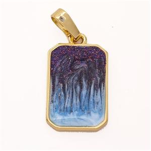Copper Rectangle Pendant Painted 18K Gold Plated, approx 11.5-17mm [FD16572]