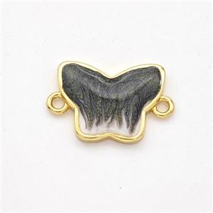 Copper Butterfly Connector Black Painted 18K Gold Plated, approx 10-14mm [FD16575]