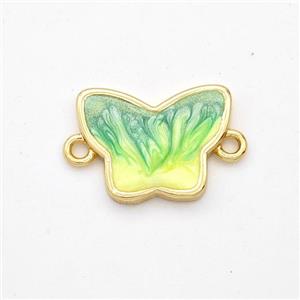 Copper Butterfly Connector Yellowgreen Painted 18K Gold Plated, approx 10-14mm [FD16580]