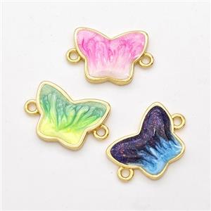 Copper Butterfly Connector Painted 18K Gold Plated Mixed, approx 10-14mm [FD16581]