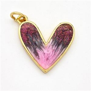 Copper Heart Pendant Painted 18K Gold Plated, approx 17mm [FD16582]