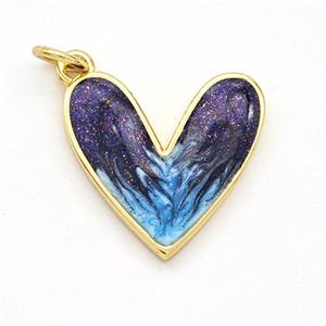Copper Heart Pendant Painted 18K Gold Plated, approx 17mm [FD16583]