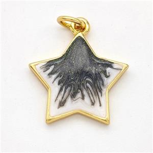 Copper Star Pendant Black Painted 18K Gold Plated, approx 17mm [FD16584]