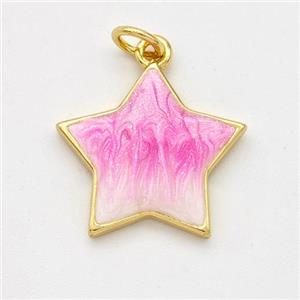 Copper Star Pendant Pink Painted 18K Gold Plated, approx 17mm [FD16585]