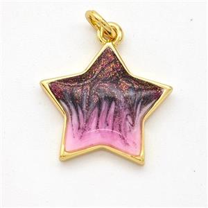 Copper Star Pendant Painted 18K Gold Plated, approx 17mm [FD16586]