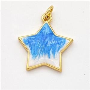 Copper Star Pendant Blue Painted 18K Gold Plated, approx 17mm [FD16587]