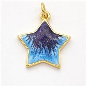 Copper Star Pendant Painted 18K Gold Plated, approx 17mm [FD16588]