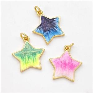 Copper Star Pendant Painted 18K Gold Plated Mixed, approx 17mm [FD16590]