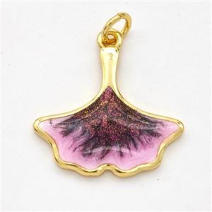Copper Ginkgo-Leaf Pendant Painted 18K Gold Plated, approx 18-20mm [FD16593]