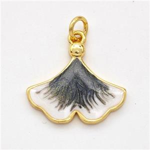 Copper Ginkgo-Leaf Pendant Black Painted 18K Gold Plated, approx 16-18.5mm [FD16598]