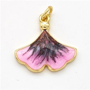 Copper Ginkgo-Leaf Pendant Painted 18K Gold Plated, approx 16-18.5mm [FD16600]