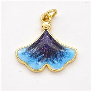 Copper Ginkgo-Leaf Pendant Painted 18K Gold Plated, approx 16-18.5mm [FD16602]