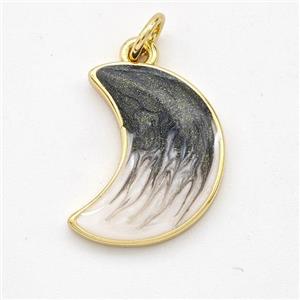 Copper Moon Pendant Black Painted 18K Gold Plated, approx 13-17mm [FD16605]